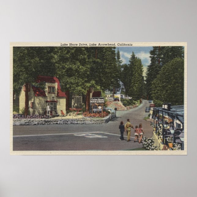 Fotgängare på Sjö Shore Drive Poster (Framsidan)