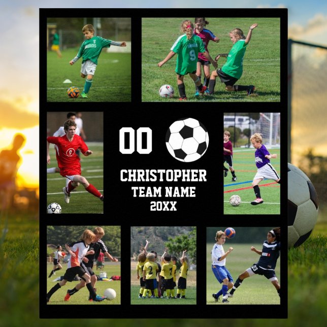 Fotkollage 7 namn poster (Soccer 7 photo collage team name poster)