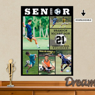 Fotkollage för fotbollsledare Studenten 6 Poster