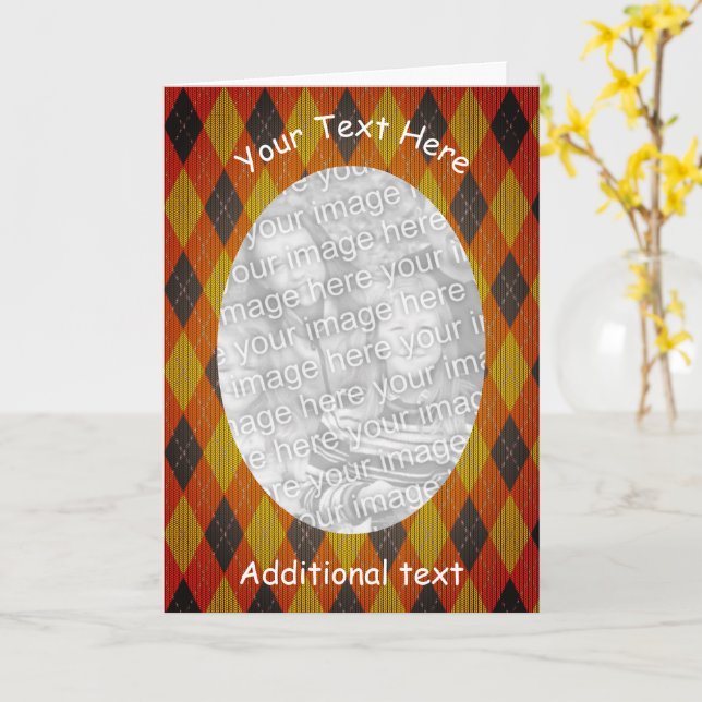 Fotkort för Argyle Design Personlig Ram Kort (Gul blomma)