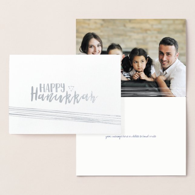 Fotkort för Etched Foil Lycklig Hanukkah Abstrakt Folierat Kort (Display)