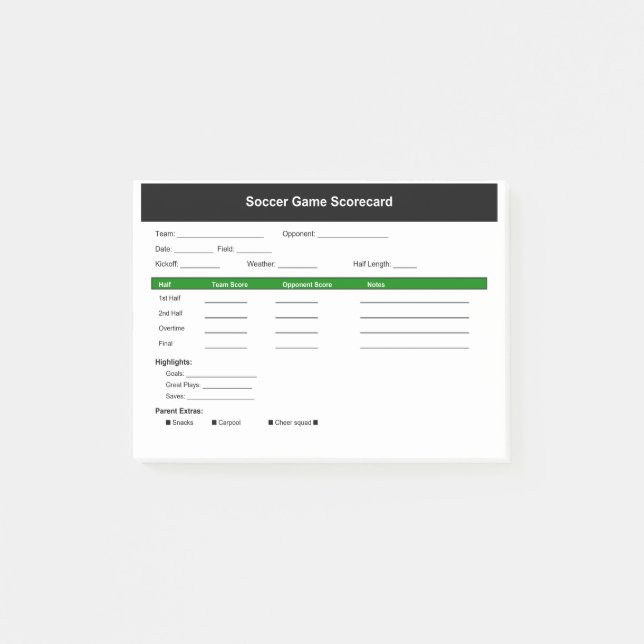 Fotkort för fotbollsspel post-it block (Framsida)