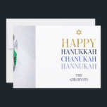 Fotkort för Helgdag lycklig Hanukah Chanukah Julkort<br><div class="desc">Faux-simulerad utformning av guld-folie ingår i denna konstruktion. Anpassa anpassningsbarna ovan. Du hittar ytterligare samordningsposter i vår "Lycklig Hanukkah Chanukah"-samling.</div>