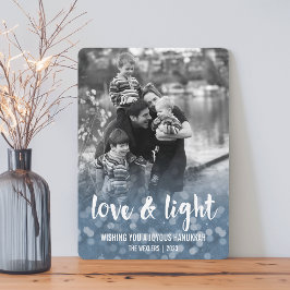 Fotkort för kärlek och Light Bokeh Hanukkah Julkort