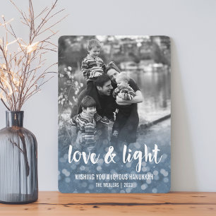 Fotkort för kärlek och Light Bokeh Hanukkah Julkort