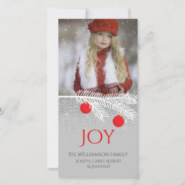 Fotkort för snyggt White Gräs Joy Helgdag Joy Julkort