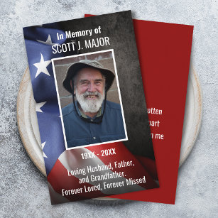 Fotkort för USA flagga Funeral Memorial Prayer Visitkort