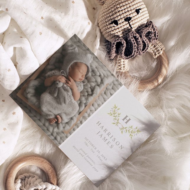 Fotnotering om botaniskt Löv Monogram Baby Meddelande (Skapare uppladdad)