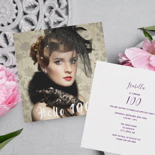 Foto 100:e födelsedagsfestens hej 100 inbjudningar