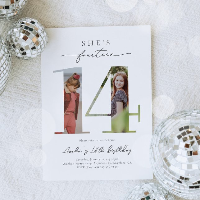 Foto 14:e födelsedagsinbjudan inbjudningar (Skapare uppladdad)