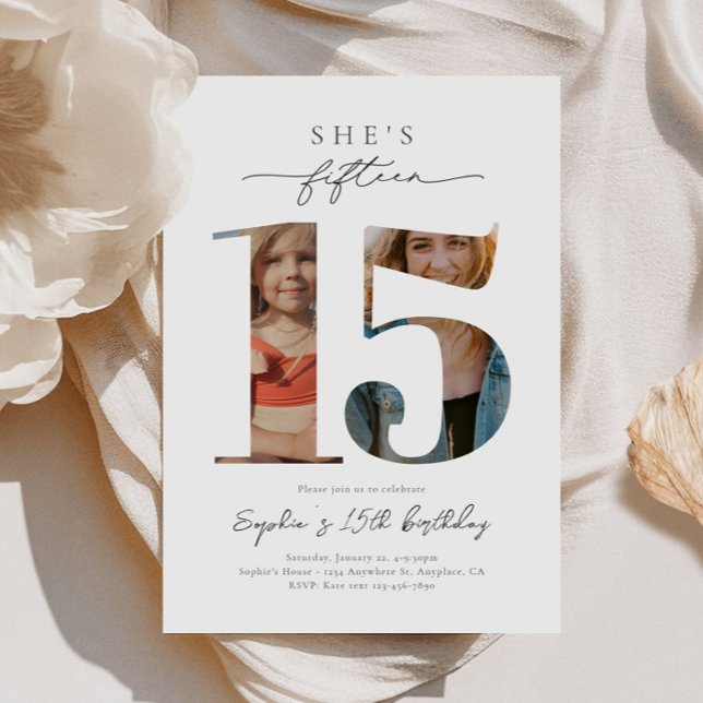 Foto 15:e födelsedagsinbjudan inbjudningar (Skapare uppladdad)