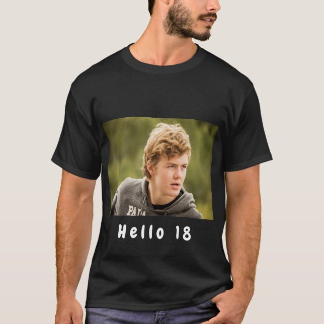 Foto 18:e födelsedag hej 18 pojkkille t shirt (Framsida)