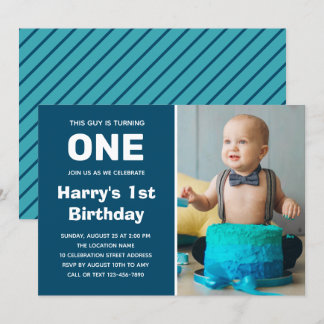 Foto 1:a födelsedagsinbjudan | Boy First Birthday Inbjudningar