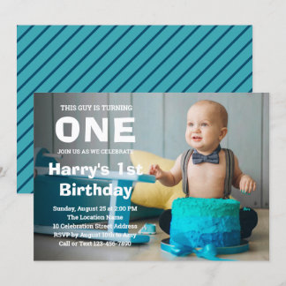 Foto 1:a födelsedagsinbjudan | Boy First Birthday Inbjudningar