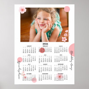 Foto 2026 Årlig Kalender Snygg Blommig Affisch
