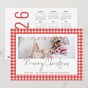 Foto 2026 Calendar Red Gingham God jul Julkort
