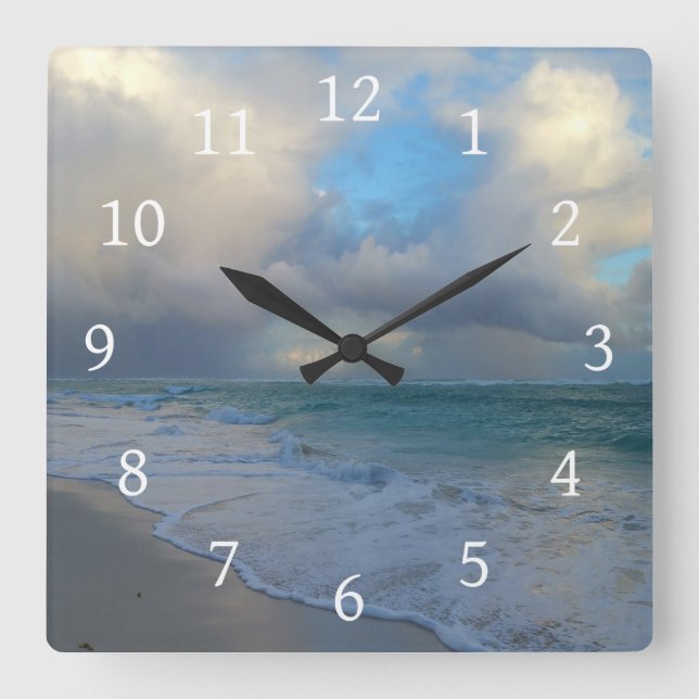 Foto 21 havsstrand fyrkantig klocka (Framsida)