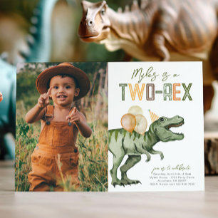 Foto 2-Rex Dinosaur Birthday-inbjudan Inbjudningar