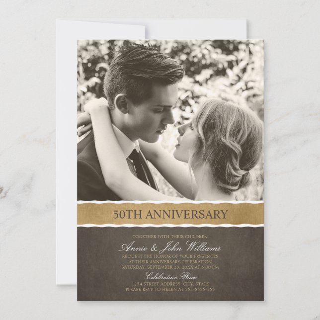 Foto 50 Bröllop-årsdagen för Bild här Inbjudningar (Framsida)