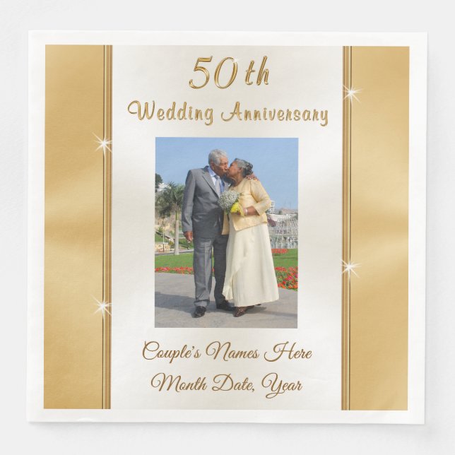 Foto 50:e Bröllop-årsjubileet Middagskorna Pappersservett (Framsida)