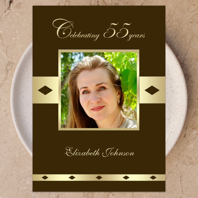 Foto 55:e Födelsedagsfest inbjudan Brown (Skapare uppladdad)