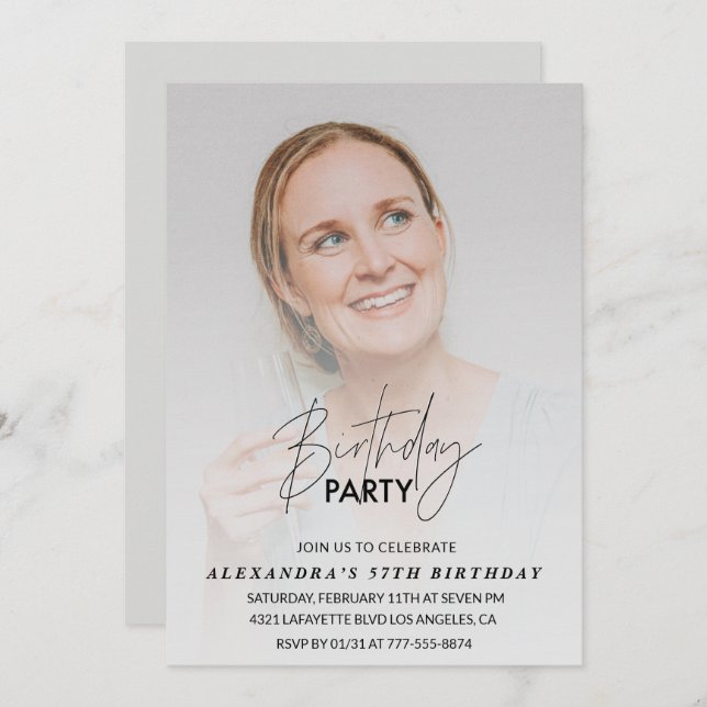 Foto 57:e födelsedagsinbjudan Födelsedagsfest Gråt Inbjudningar (Fram/baksida)