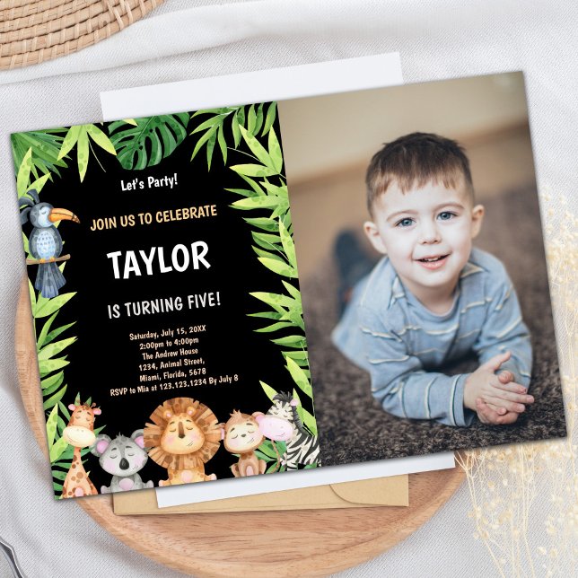 Foto 5:e Vilden En födelsedag - inbjudningar (Photo 5th Wild One Birthday Invitations)