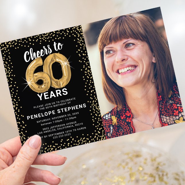 Foto 60-årsfirande Guld Ballong Inbjudan (Skapare uppladdad)