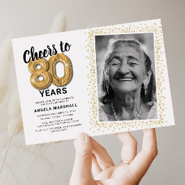 Foto 80-årsfirande Guld Ballonger Inbjudan