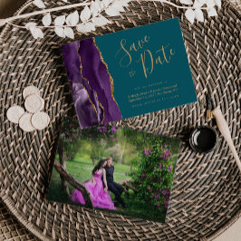 Foto Agat Lila Guld Teal Spara Datum Datumet