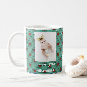 Foto Älskar Dig Mormor Personligt Rostigt Trähjärt Kaffemugg