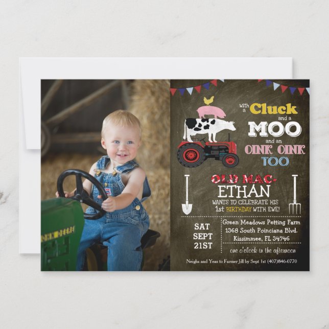 FOTO/ANY AGE - Farm Boy Birthday-inbjudan Inbjudningar (Framsida)