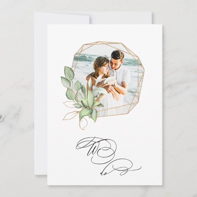 *~* FOTO AR6 OSA + QR Guld Geomtric Bröllop Inbjudningar (Framsida)