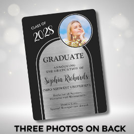 Foto Arch Black Silver Studenten-meddelande Inbjudningar