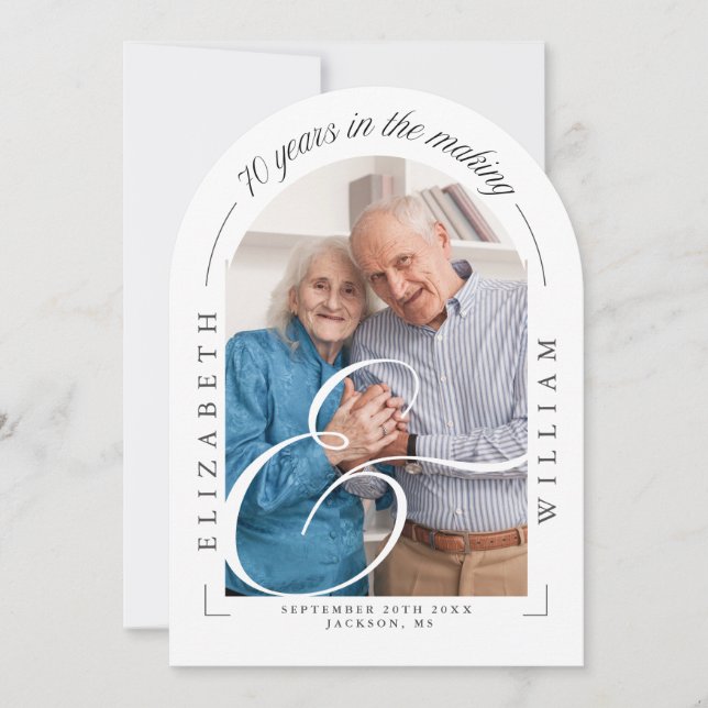 Foto Ark Kalligrafi 70-årsdag för bröllopet Inbjudningar (Framsida)