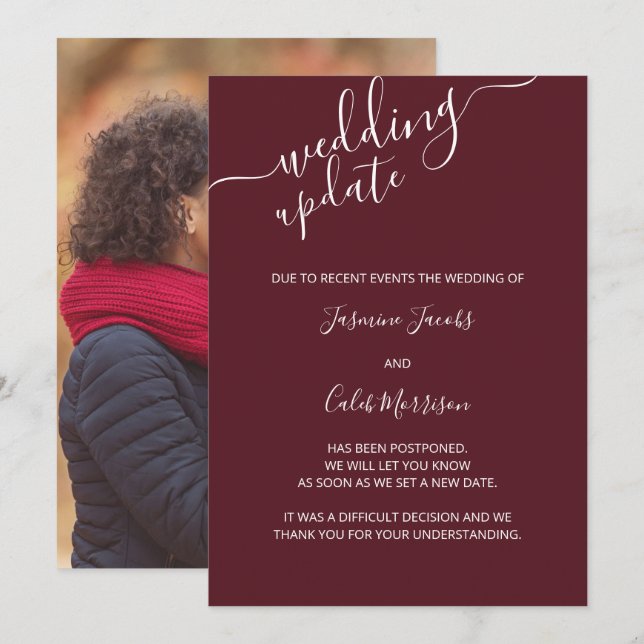 Foto Återkortskort Burgunder Röstkort Uppdatering Inbjudningar (Fram/baksida)