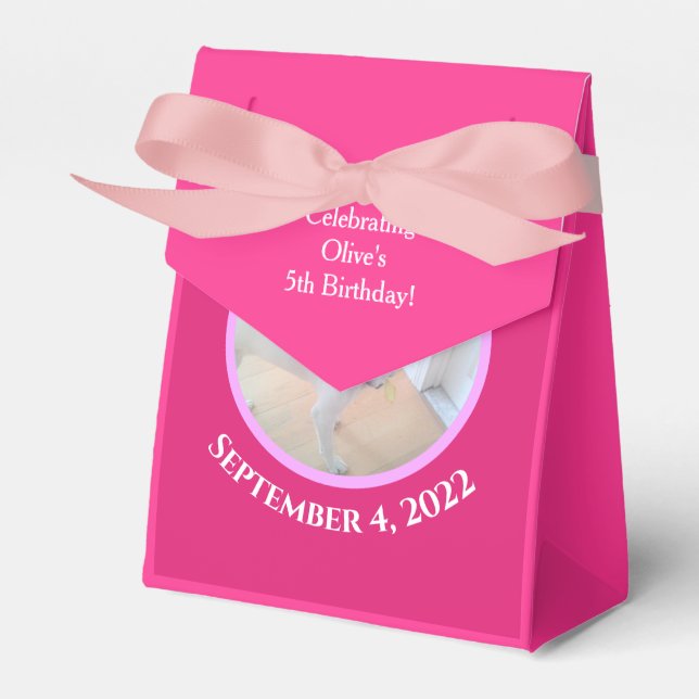 Foto av adabel marionett Hund med Shock rosa Scarf Presentaskar (Framsidan Sidan)