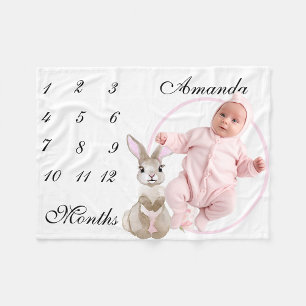 Foto av Adsible Bunny Nyfödd bebis Infant Mileston Fleecefilt