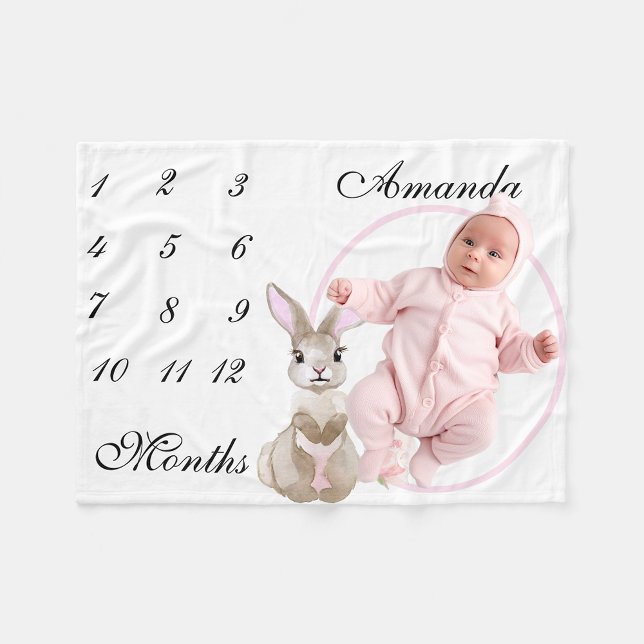 Foto av Adsible Bunny Nyfödd bebis Infant Mileston Fleecefilt (Skapare uppladdad)