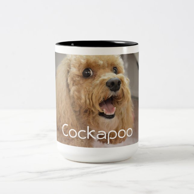 Foto av Adsible Cute Cockapoo Hund Animal Family Två-Tonad Mugg (Center)