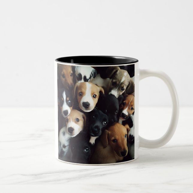 foto av adsible puppy collage Två-Tonad mugg (Höger)