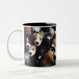 foto av adsible puppy collage Två-Tonad mugg