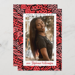 Foto av alla hjärtans dag Cute Red Jungle Hearts Julkort