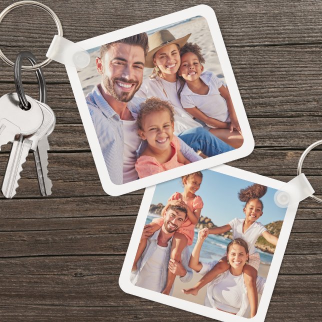 Foto av anpassningsbar 2-foto med Dubblan Photo Si Nyckelring (Custom Two Photo Double Sided Family Photo keychain)