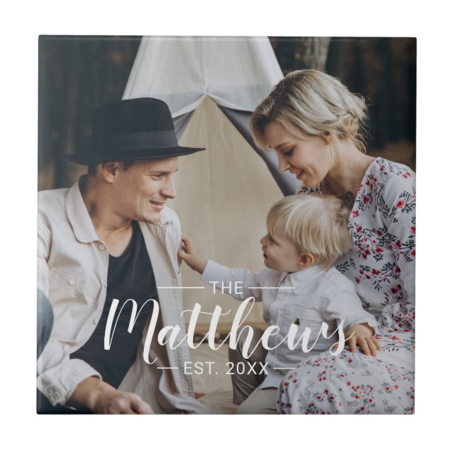 Foto av anpassningsbar med namn och etablerat år kakelplatta (Framsidan)