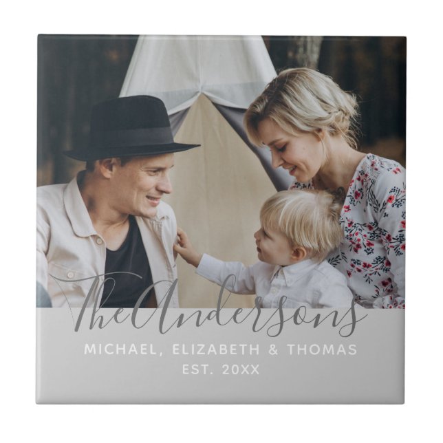 Foto av anpassningsbar med namn och etablerat år kakelplatta (Framsidan)