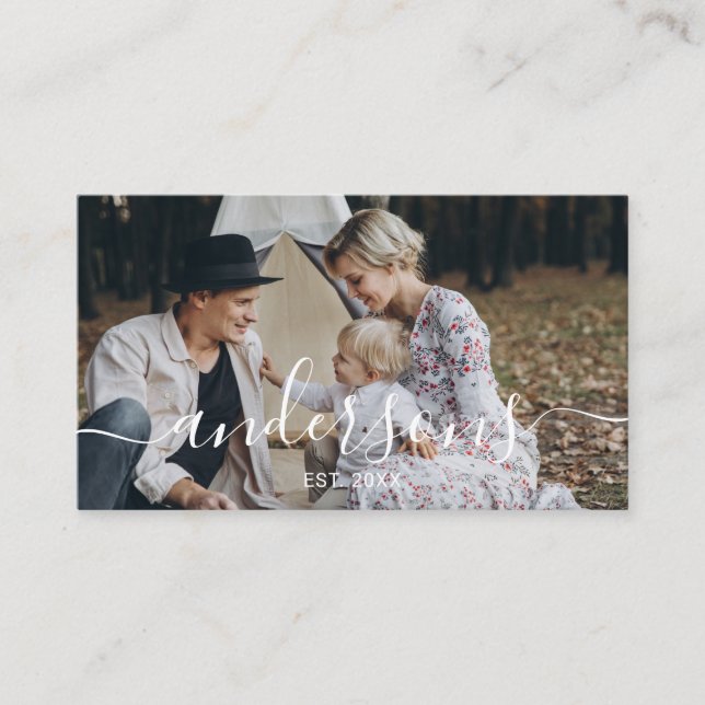 Foto av anpassningsbar med namn och etablerat år visitkort (Framsida)