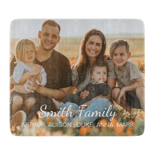 Foto av anpassningsbarnas familj med egna namn (Framsidan)