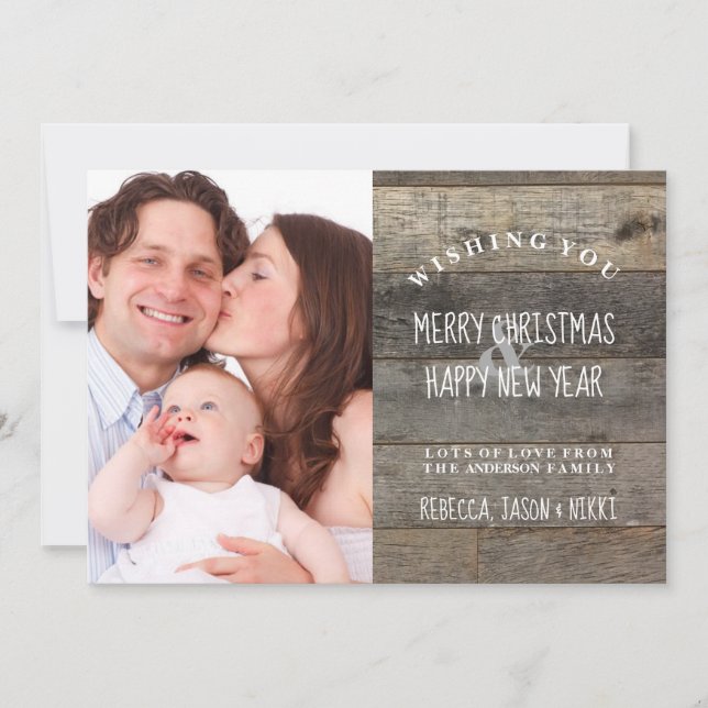 Foto av barn wood land rustic God jul Julkort (Framsida)