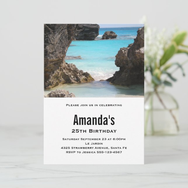 Foto av Bermuda Kusten & Tropical Sea Birthday Inbjudningar (Stående Fram)